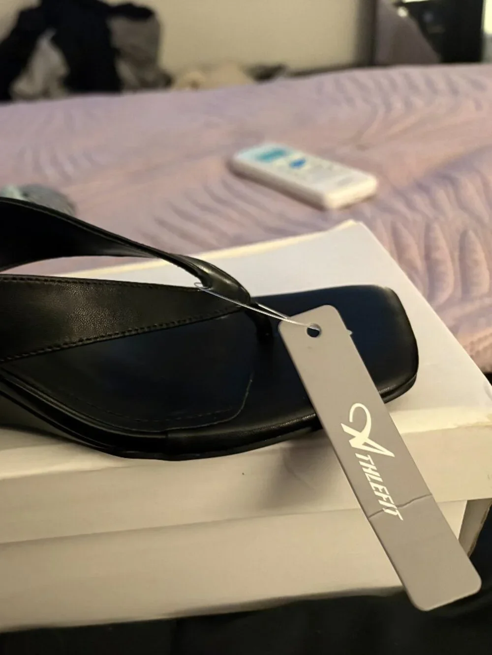 Black wedge thong sandals NWT